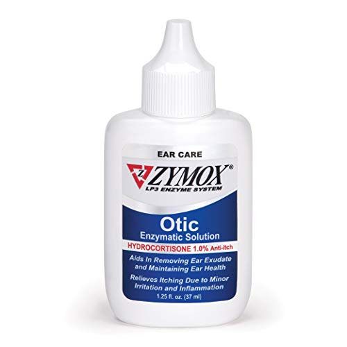 Zymox Otic Enzymatic Solution for Dogs and Cats to Soothe Ear Infections with 1% Hydrocortisone for Itch Relief, 1.25oz | with 1% Hydrocortisone for Itch Relief, 1.25oz