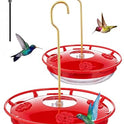FEED GARDEN Hummingbird Feeders for Outdoors, 2 Pack 16oz Leak-Proof Dish-Style Nectar Feeder Built-in Ant Moat, 5 Feeding Ports, Wide Mouth Easy Clean, BPA-Free Garden Décor Gifts