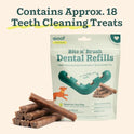 WOOF - Bite n' Brush Refills Treats for the Dog Toothbrush Toy - Scrub Plaque and Tartar from Your Dog's Teeth and Mouth - Dog Dental Sticks - Approximately 18 Refills - Beef