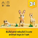LEGO Creator 3 in 1 Cute Bunny Toy - Building Toy Set with 3 Build Options, Bunny, Seal, or Llama - Animal Figures for Kids, Girls and Boys, Ages 8+ - Gift Idea for Birthdays - 31162