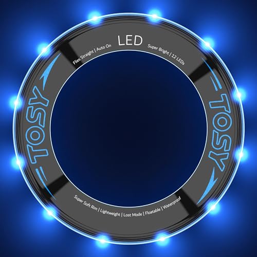 TOSY Flying Ring - 36 RGB Multicolor or 12 Monocolor LEDs, Super Bright, Lost Mode, Auto Light Up, Easter Basket Stuffers Gift for Kid/Teen/Boy/Girl, Safe, Waterproof, Pool/Beach/Camping Toy
