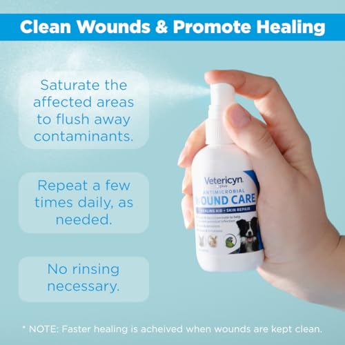 Vetericyn Plus Dog Wound Care Spray | Healing Aid and Skin Repair, Clean Wounds, Relieve Dog Skin Allergies, Safe for All Animals. 3 ounces