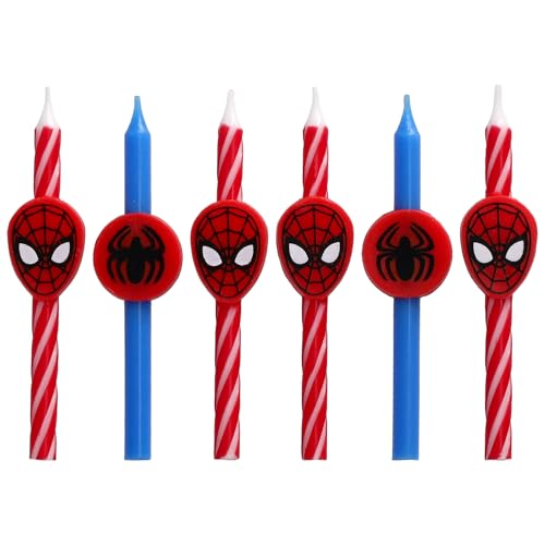 Marvel’s Spider-Man™ Birthday Cake Candles | 6 Birthday Candles for Cake Decorations, Red & Blue Candles, Cake Toppers for Spiderman Party