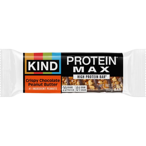 KIND Protein MAX Variety Pack, High Protein Bars, Keto Snacks, 1g Sugar, 20g Protein, (6) Crispy Chocolate Peanut Butter (6) Sweet & Salty Caramel Crisp, 12 Count Pack