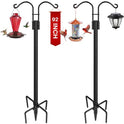 XDW-GIFTS Double Shepherds Hooks for Outdoor, 2-Pack Heavy Duty Garden Pole for Hanging Bird Feeder, Plant Baskets, Solar Light Lanterns, Garden Plant Hanger Stands with 5 Base Prongs