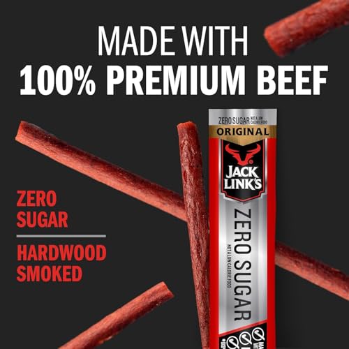 Jack Link's Original Zero Sugar Beef Sticks - (20 Pack) 0.92 oz Meat Sticks - Ready to Eat Protein Snacks - 5g Protein per Serving - Made with 100% Real Beef