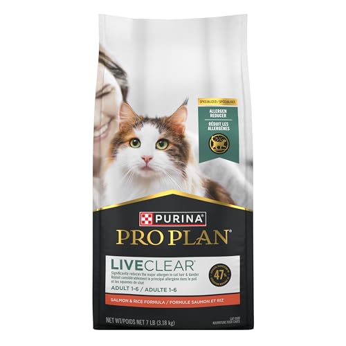Purina Pro Plan Allergen Reducing, High Protein Cat Food, LIVECLEAR Salmon and Rice Formula - 7 lb. Bag
