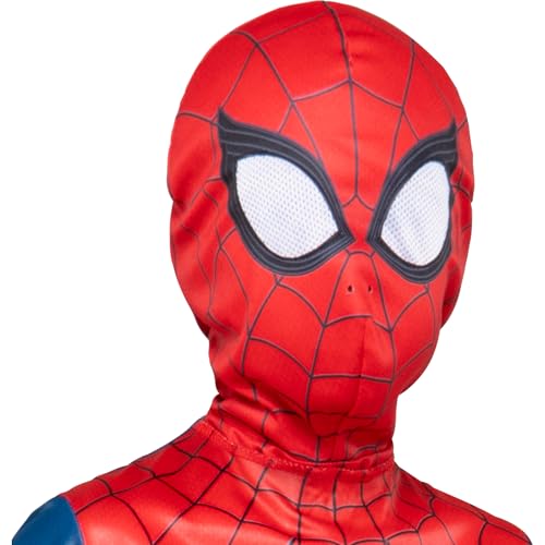 MARVEL Spider-Man Official Youth Halloween Costume - Premium Printed Jumpsuit with Pull On Fabric Mask