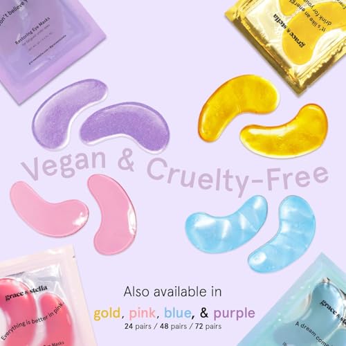 grace & stella Retinol Under Eye Patches for Puffy Eyes & Dark Circles - Restoring Gel Under Eye Masks with Hyaluronic Acid - Birthday Gifts for Women, Bachelorette Party Favors (Purple, 24 Pairs)