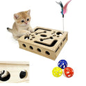 Cat Nail File Scratch Enrichment Box Enrichment Puzzle Toy for Indoor Cats Interactive Cat Scratch Puzzle Enrichment Box Toy with Sandpaper and Bell Ball, Nail File Stress for Cats