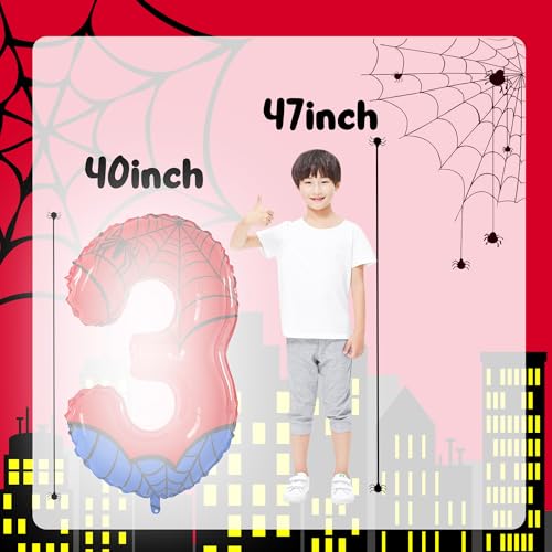40 Inch Giant Spider Theme Number Foil Balloons - Large Number 3 Balloons for Kids' Birthday Anniversary Party Decorations Supplies (Numbers 0-9 Available)