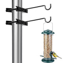 2 Pack Bird Feeder Hanger Hook, Metal Clamp-On Deck Hook for Railing Pole, Outdoor Hanging Bracket for Plant, Camping Lantern Rack, Windproof Tree Branch Hooks for Wild Bird House Holder