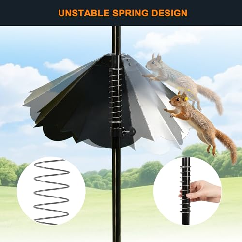 Oversized 21 Inch Metal Squirrel Baffle, Chew-Proof Weatherproof Squirrel Guard for Bird Feeder Pole and 4x4 Post, Outdoor Hanging Squirrel Proof Baffle, Black