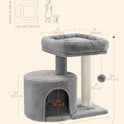 Feandrea Cat Tree, Small Cat Tower with Sisal Scratching Post, Plush Condo with Padded Perch, for Small Spaces, Kittens, Light Gray UPCT50W