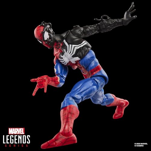 Marvel Legends Series Secret Wars Spider-Man (Alien Costume), Retro Comics Collectible 6 Inch Action Figure with Lenticular Shield