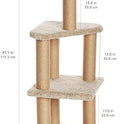 Basics Cat Tree Tower - Multi-Level Climbing Activity Center for Indoor Cats & Kittens with Scratching Posts, Platform, Jute Rope, Large (45.9"H), Beige