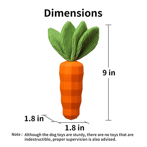 MewaJump Dog Squeaky Chew Toys for Aggressive Chewers, Rubber Carrot Dog Toys for Training and Cleaning, Durable Interactive Tough Dog Toy for Puppy Medium Dogs
