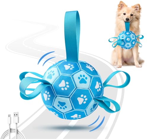 Interactive Dog Toys Dog Soccer Ball to Keep Them Busy,Durable Automatic Moving Jumping Dog Balls with Straps for Small/Medium/Large Dogs, USB Rechargeable,Not for Aggressive Chewers