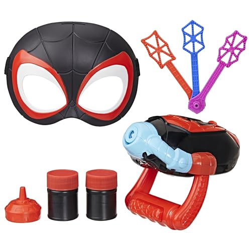 Spidey and his Amazing Friends Marvel Water-Webs Miles “Spin” Morales Electronic Bubble Slinger Role Play Set with Mask, Super Hero Toys for Kids, Ages 3+ ( Exclusive)