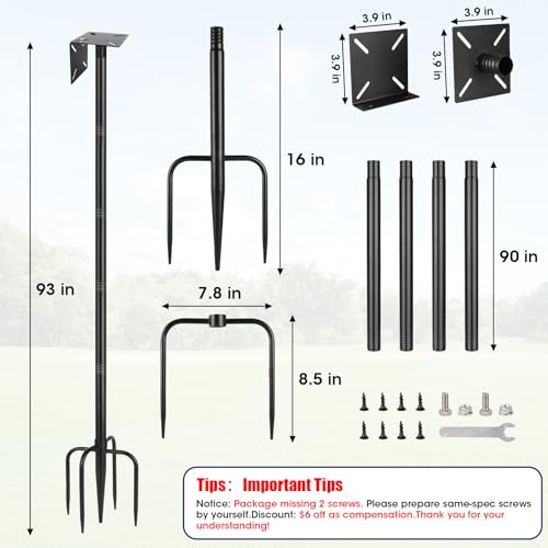 Smart Bird Feeder Pole Stand, 79 Inch Heavy Duty Bird House Pole for Outdoors Adjustable Mounting Pole for Smart Bird Feeder with 1 Inch Dia Bird Feeder Post Weather Station, Black