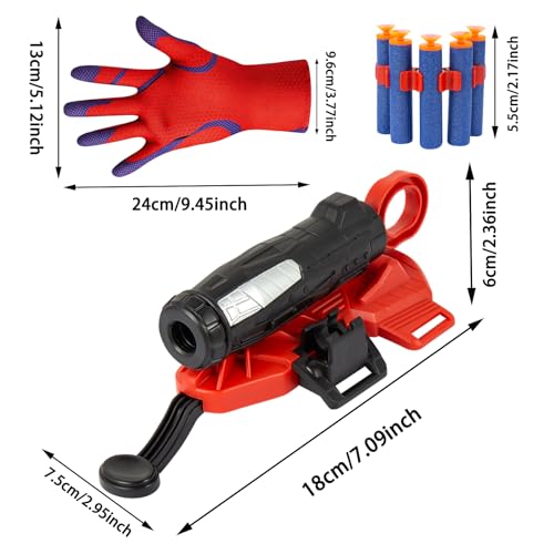 Spider Gloves Man Web Shooter Toy with Wrist, Spider Launcher Gloves Cosplay Toy Set for Kids