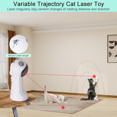 TBTeek Cat Toy, Automatic Motion-Activated, 5 Fun Patterns, 4 Speed Modes, Adjustable Light Angles, Random Rotating Trajectory, Rechargeable