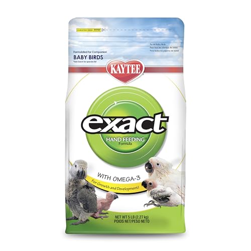 Kaytee Exact Hand Feeding Pet Bird Baby Food For Parrots, Parakeets, Lovebirds, Cockatiels, Conures, Cockatoos, and Macaws, 5 Pound