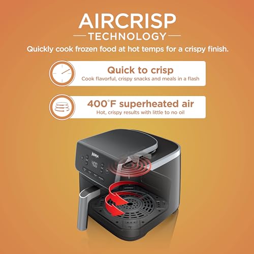 Ninja Air Fryer Pro, 5 Qt, 4-in-1, Grey, AF141 | Air fry, roast, reheat, dehydrate, 1750W, 400F max, Fits 4 lbs fries, Nonstick basket, Dishwasher-safe