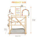 Bird Playground, Parrots Playstand for Small to Medium Birds, Perch Stand with 3 Ladders Playgym with Rope Perch, Swings Feeder Cups Bird Cage Accessories for Conure Cockatiel Lovebirds