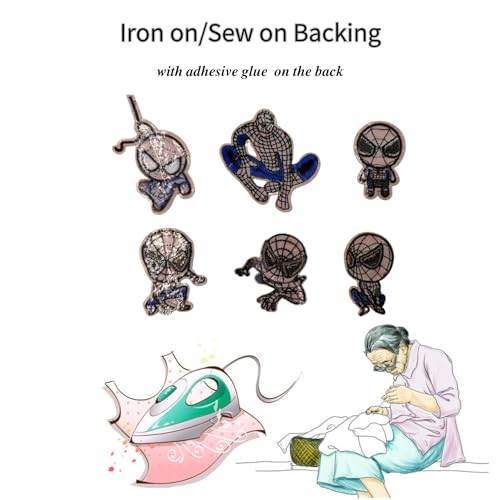 20pcs Cute Cartoon Spider Embroidered Iron On Patches, Anime Animals Sew On/Iron On Applique Embroidered Patches for T-Shirt, Jackets, Jeans, Vests,Hats, Backpacks,Bags