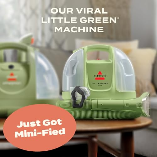 BISSELL Little Green Mini Portable Carpet Cleaner, 4075 | HydroRinse self-cleaning tool; 4-in. tough stain tool; upholstery & car detailing; Tea Green color