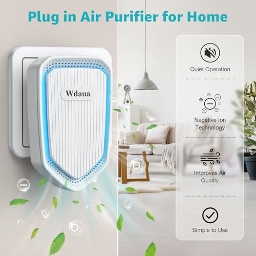 Air Ionizers Plug In Air Purifier 4 Pack Negative Ion Air Purifiers Ionizer for Home, Bedroom, Office, Basement Kitchen Air Freshener Odor Reducer Pets Smoke Smell (4, White)