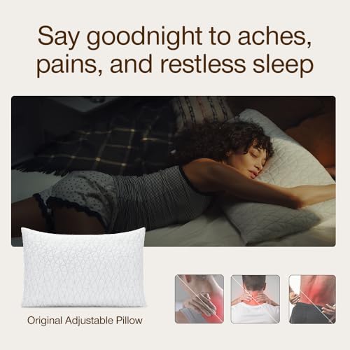 Coop Home Goods Original Adjustable Pillow, Queen Size Bed Pillows for Sleeping, Cross Cut Memory Foam Pillows - Medium Firm Back, Stomach and Side Sleeper Pillow, CertiPUR-US/GREENGUARD Gold