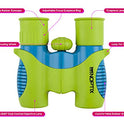 Binoculars for Kids, Girls or Boys Real Kids Binoculars in Vibrant Green Blue - Includes Sticker Book with 40 Bird Species - Small Toys for Toddlers