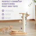 Made4Pets Cat Scratching Post Cat Scratcher Kitten Toys for Indoor Cats Wooden Ball Track Two-Layer Modern Sisal 17.7" Tall Scratch Post Interactive Toy with Dangling Ball
