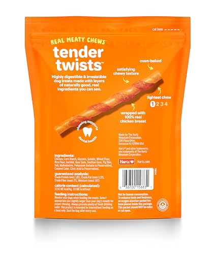 Hartz Oinkies Tender Twists Rawhide‑Free Dog Chews with Real Chicken Breast, Highly Digestible, Long‑Lasting Treats, 36 Count