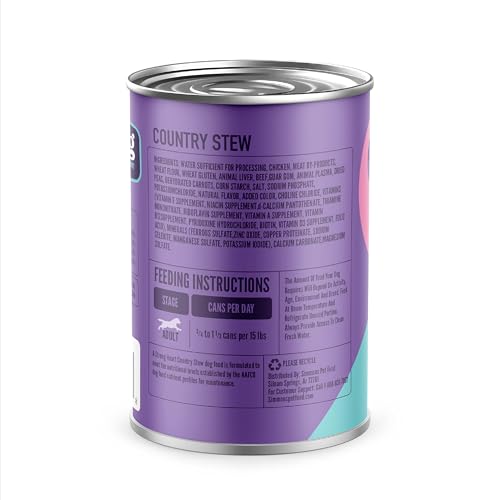 A Strong Heart Wet Dog Food Cans, Country Beef Stew with Peas & Carrots — Stew-Style Cuts, All Life Stages, Complete & Balanced, Made in USA, 13.2 oz (Pack of 12)