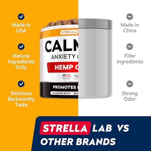 Advanced Calming Chews for Dogs - Hemp Chews and Melatonin - Anxiety Relief - Sleep Aid - Relaxing Treats - Stress Relief During Fireworks, Storms, Thunder, Barking - Made in USA - BBQ - 60ct