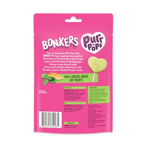 Bonkers Purrpops Freeze-Dried Catnip Flavored Lollipop Treats for Cats, 4 Pack (Pack of 13)