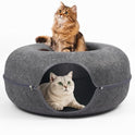 Cat Caves for Indoor Cats, Large Cat Tunnel for Multiple & Large Cats, Scratch Detachable Peekaboo Cat Cave Bed, Kitten Donut Kitty Hideaway Up to 45 Lbs