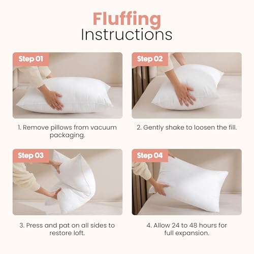 Utopia Bedding 12x20 Pillow Inserts, White Throw Pillows for Couch, 2 Pack | 100% Virgin Filling, Indoor cushion inserts for bed, sofa & couch, Supportive & fluffy decorative pillows, Set of 2, White