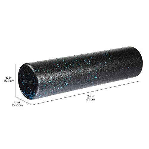 Basics High Density Foam Roller for Exercise and Recovery, 24 Inches, Blue Speckled