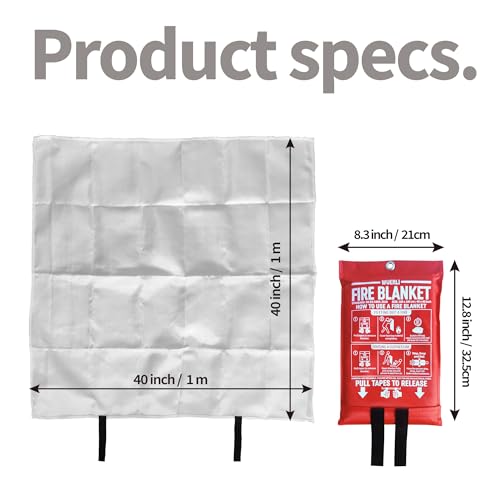 Fire Blanket for Home and Kitchen,40" x 40",4 Pack,Emergency Fire Blanket