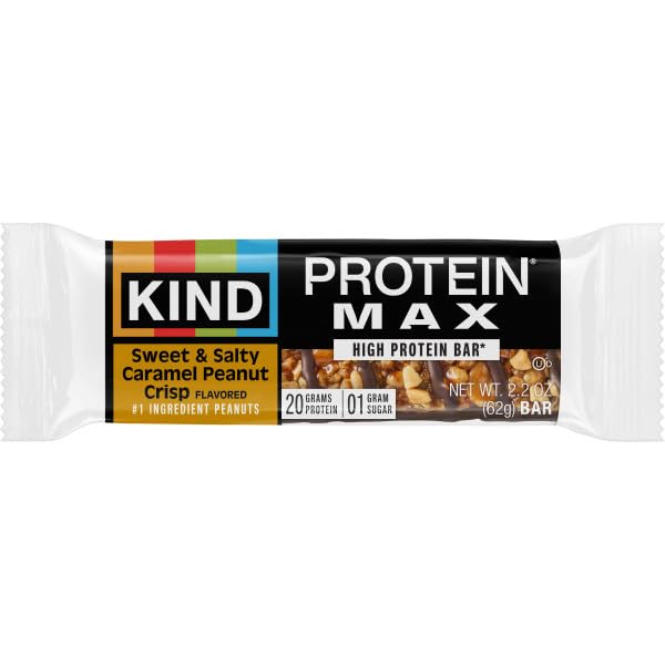 KIND Protein MAX Variety Pack, High Protein Bars, Keto Snacks, 1g Sugar, 20g Protein, (6) Crispy Chocolate Peanut Butter (6) Sweet & Salty Caramel Crisp, 12 Count Pack