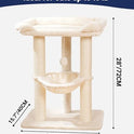 Happi N Pets 28" Cat Tree, Large Bed for Big Cats, Small Cat Tower with Soft Perch for Window Viewing, Stable Cat Tree Tower, Cat Scratching Post with Hammock, Removable Cover-Beige