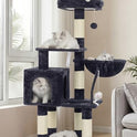 Heybly Cat Tree with Toy, Cat Tower condo for Indoor Cats, Cat House with Padded Plush Perch, Cozy Hammock and Sisal Scratching Posts, Smoky Gray HCT004SG