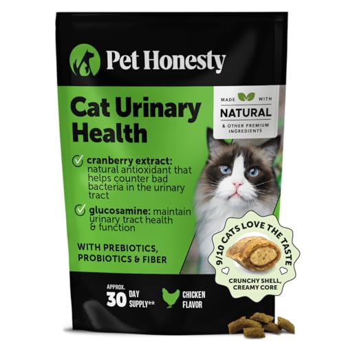 Cat Urinary Tract Health Crunchy & Creamy Chews - Promotes Healthy Digestion & Normal Bladder Function with Cranberry, Antioxidants, & Probiotics - Gut + Bladder Support Supplement (30 Day Supply)