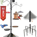 eWonLife 92 Inch Squirrel Proof Bird Feeder Pole with 9 Prongs Base, 1 Inch Dia Bird House Pole, Heavy Duty Bird Feeder Stand, Adjustable Shepherds Hooks for Outdoor with Squirrel Baffle Birdbath Tray