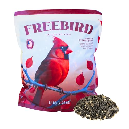 Wild Bird Seed for Outside Feeders – Premium Songbird Blend with Black Oil Sunflower, Safflower, Millet & Peanut Pieces – Bird Food for Cardinals, Finches & Songbirds – 5 lb Bag