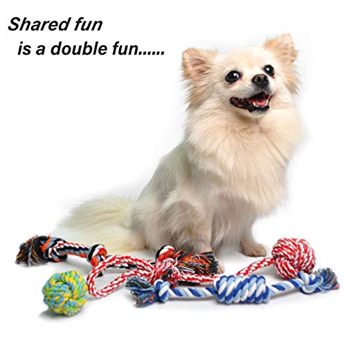 Fida Dog Rope Toys 4 Pack, Puppy Teething Sturdy Cotton Chew Tug Ropes Indoor/Outdoor, Exercise Interactive Tug O'War Toys Set for Boredom Small-Meidum Dogs